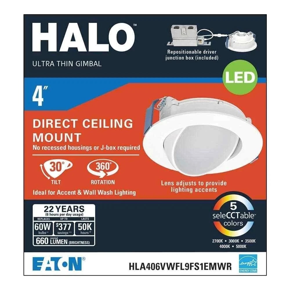 HALO‎ HLA Series 4 in. Ultra Thin Gimbal Direct Ceiling Mount